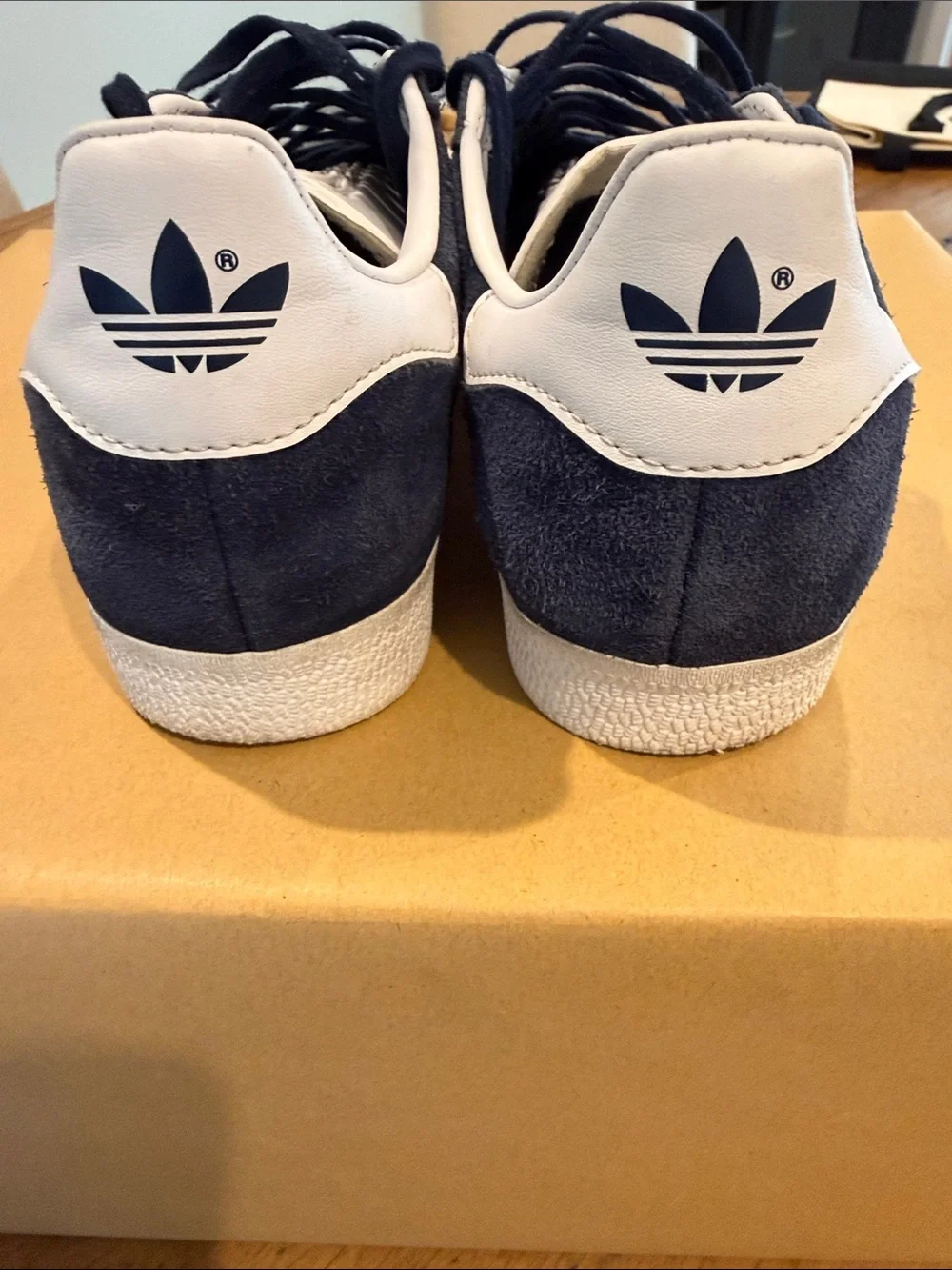 Adidas Gazelle Navy Suede Sneakers with White Stripes